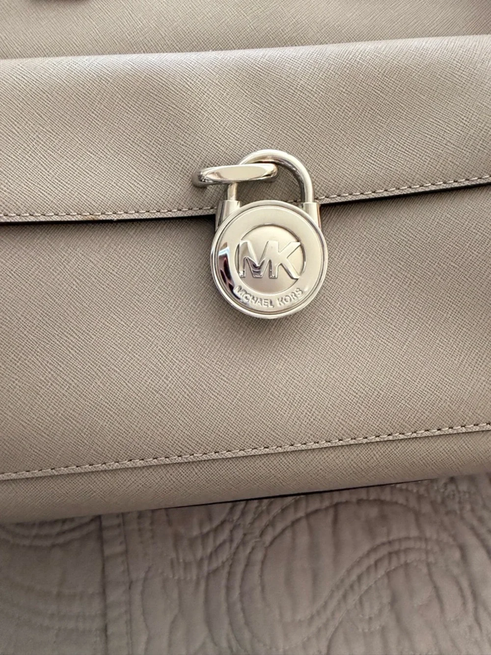 Michael Kors Taupe Leather Chain-Handle Tote